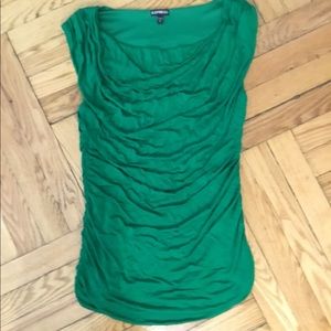 Express Sleeveless Green Ruched Top